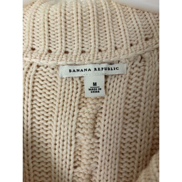 Banana Republic Cardigan Medium Wool Cable Knit Longline Buttons Sweater - Picture 4 of 13